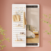 洞洞板穿衣镜一体推拉关闭隐藏贴墙可遮挡壁挂玄关隐形试衣全身镜