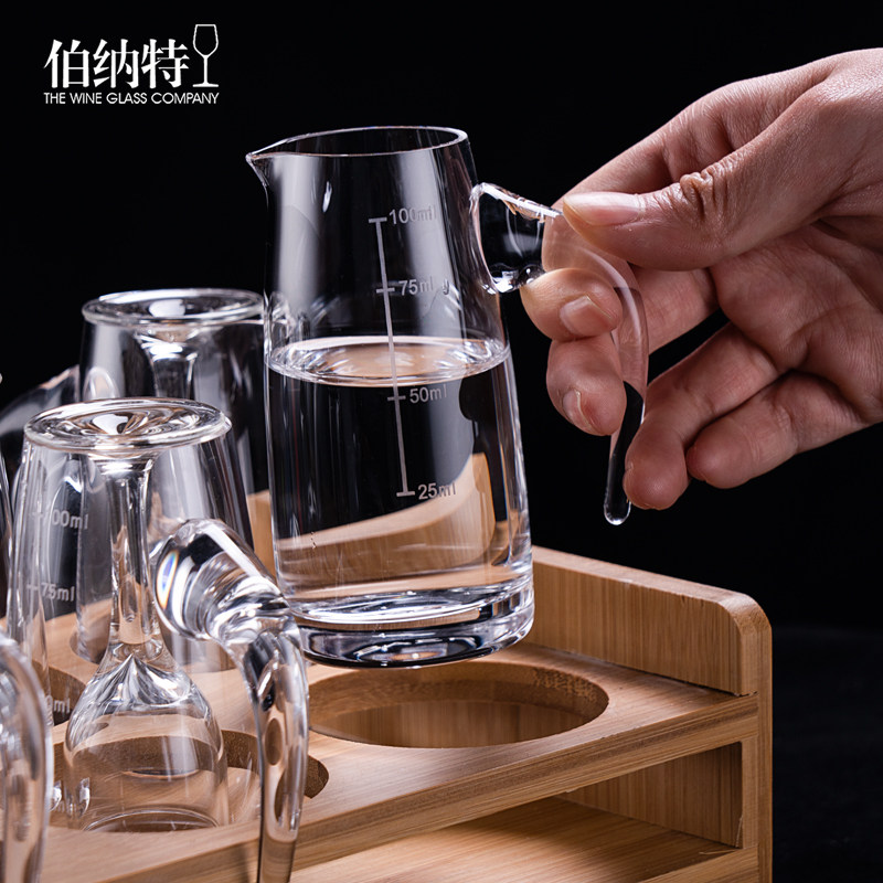 中式小酒盅家用水晶玻璃高脚白酒杯一口杯分酒器公道杯酒壶套装