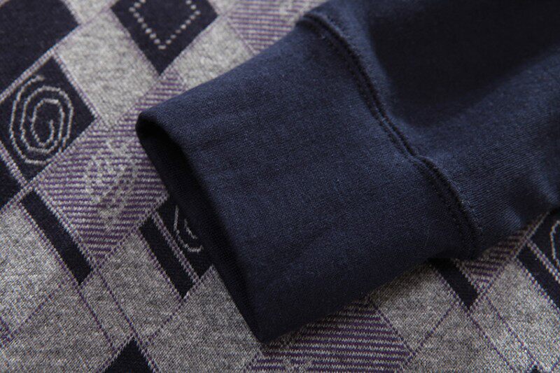 追鹿男士纯棉提花低领中领全棉套装 秋衣秋裤衬裤 打底保暖内衣