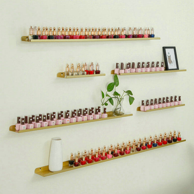 铁艺金色墙上置物架化妆品指甲油胶展示架美甲店墙面装饰一字隔板,商业/办公家具,化妆品货架,淘宝优惠券,粉丝福利购,淘宝优惠卷