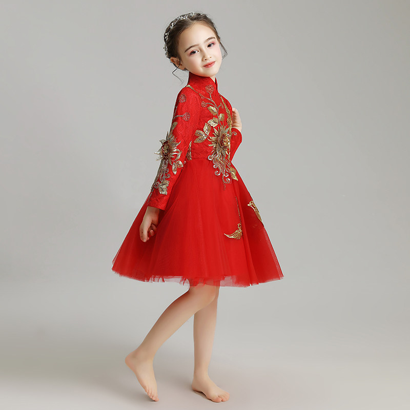 女童公主裙蓬蓬纱儿童婚纱裙花童晚礼服主持人钢琴演出服秋冬新款