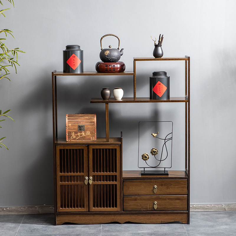 博古架中式茶具收纳架茶室茶壶置物架茶杯架子茶叶柜茶架展示架