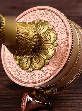 藏式家用亚青纯铜手摇转轮转桶筒双层浮雕立体八吉祥红铜色大小号