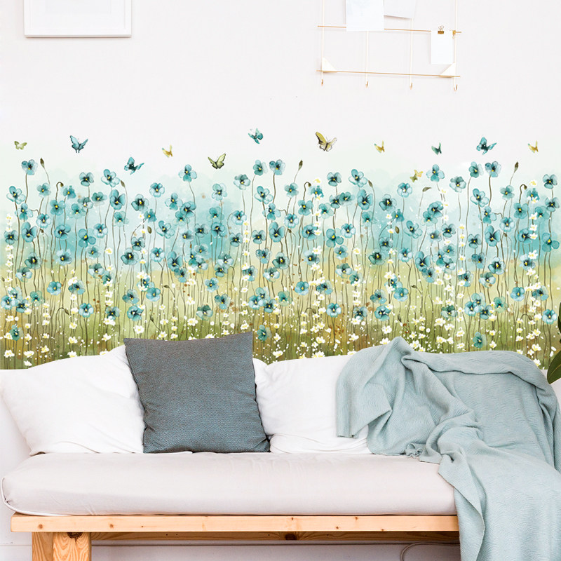 小清新植物墙贴纸踢脚线房门贴墙角装饰防水卧室客厅床头寝室自粘