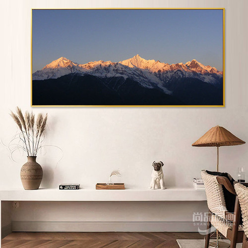 工业风富士山客厅沙发背景墙装饰画轻奢极简壁画日照金山风景挂画