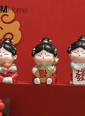 治愈系古风唐仕女小摆件创意家居客厅办公室工位桌面可爱装饰摆设