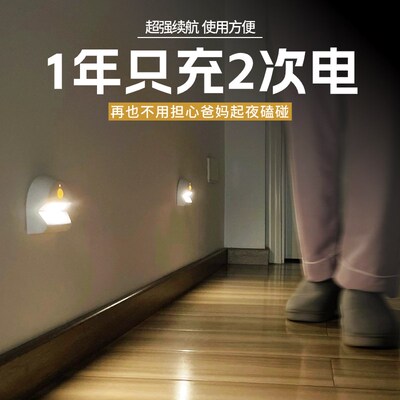 人体感应灯微光守护小夜灯两个装智能充电小夜灯礼物送礼
