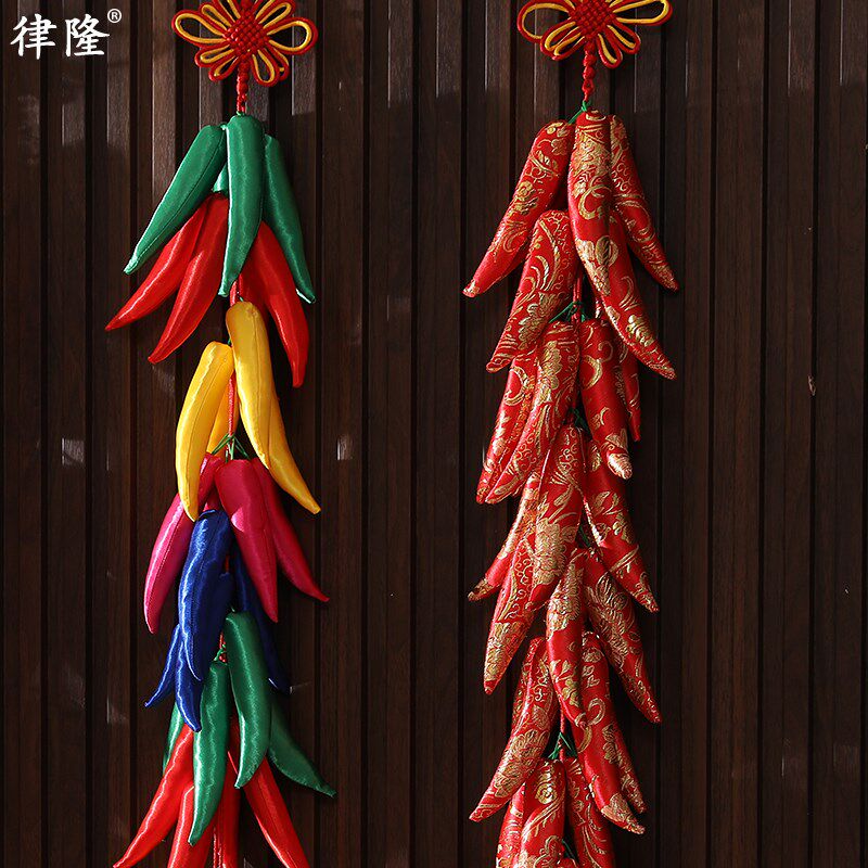 大号中国结加密辣椒串挂件新房乔迁门上祥装饰品节日布中国风挂饰