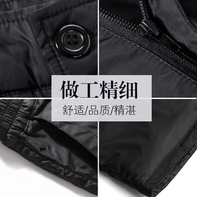 羽绒裤男外穿加厚可脱卸活里活面弹力高腰修身男士中老年人棉裤冬