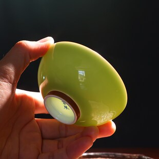 萧琴 柠青颜色釉茶碗主人杯三才盖碗男女喝茶杯斗笠杯茶具套组