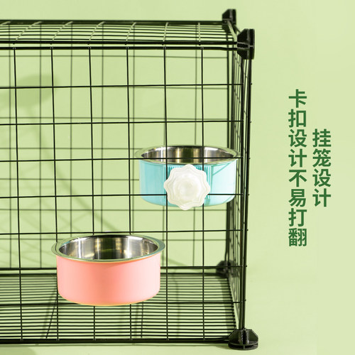 鸟碗宠物碗食盆不锈钢鸽子悬挂式挂笼子信鸽鹦鹉盆鸟碗防打翻水盆