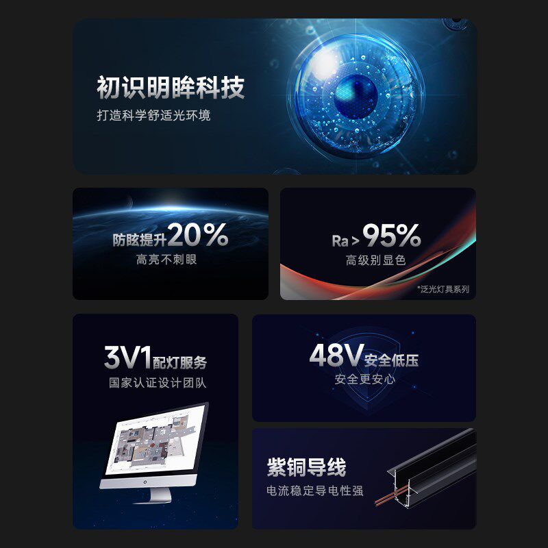 初识灯饰 嵌入式磁吸轨道灯设计套餐线条泛光灯客厅卧室全屋灯具