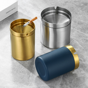 加厚不锈钢漏斗烟灰缸车载防飞灰家用客厅烟缸抗防摔加深防风烟灰