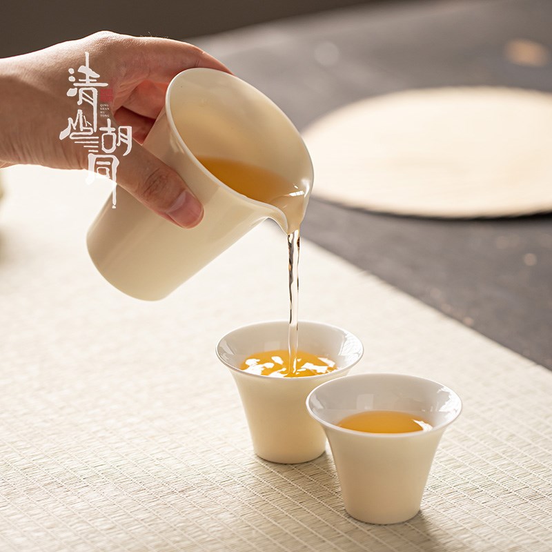 清山胡同复古公道杯单个陶瓷分茶器家用中式定窑白功夫茶具匀茶杯