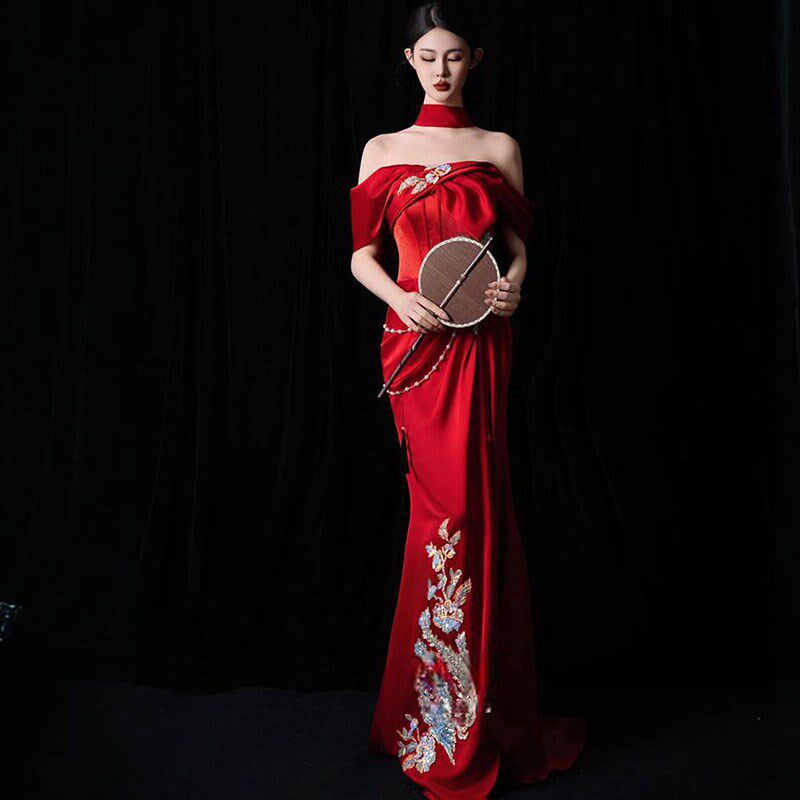 晚礼服女2025新款高级感轻奢小众高端敬酒服新中式订婚红色连衣裙