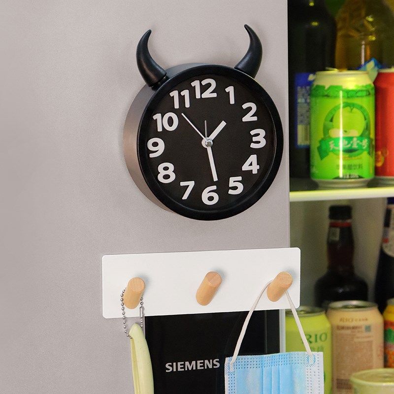 创意卡通小恶魔闹钟静音厨房个性时钟表冰箱贴磁性贴立体磁吸铁石,家居饰品,冰箱贴,淘宝优惠券,粉丝福利购,淘宝优惠卷