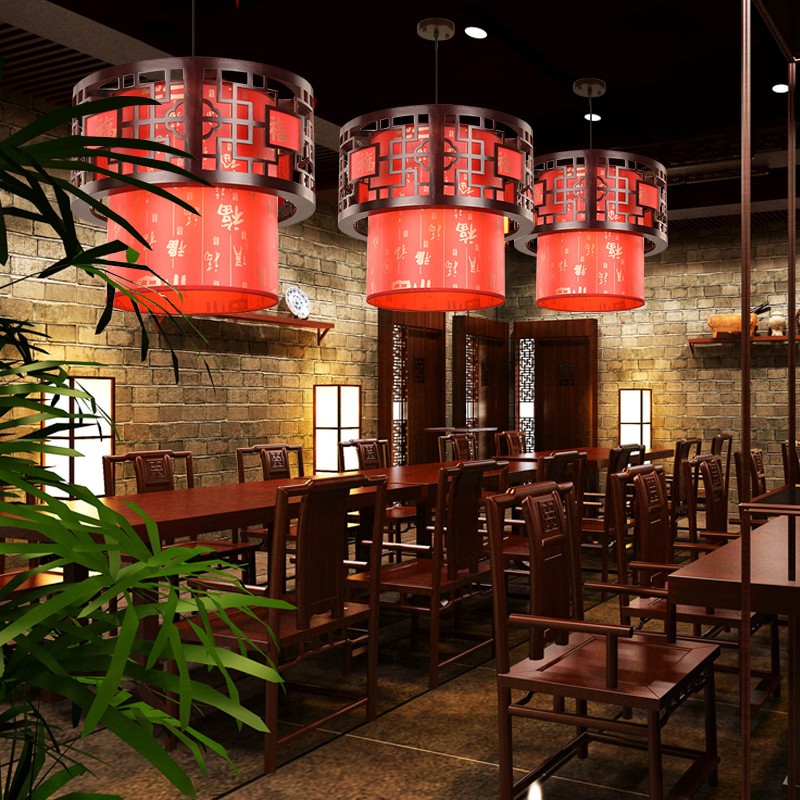 中式仿古木艺吊灯餐厅茶楼过道走廊中国风酒店火锅店饭店装饰灯笼