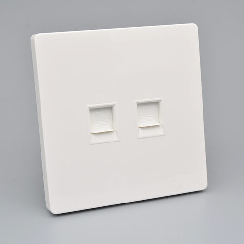 86型暗装千兆网络网口面板直通头双口直插水晶头六类网线电脑插座