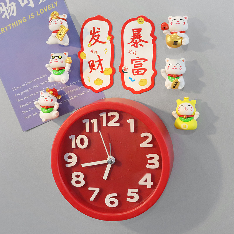 个性创意电子闹钟厨房钟表冰箱贴磁性贴迷你招财猫3d立体时钟磁铁,家居饰品,冰箱贴,淘宝优惠券,粉丝福利购,淘宝优惠卷