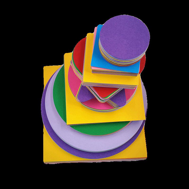 卡纸彩色正方形爱心形五角星形梅花形圆形儿童彩纸折纸剪纸手工纸