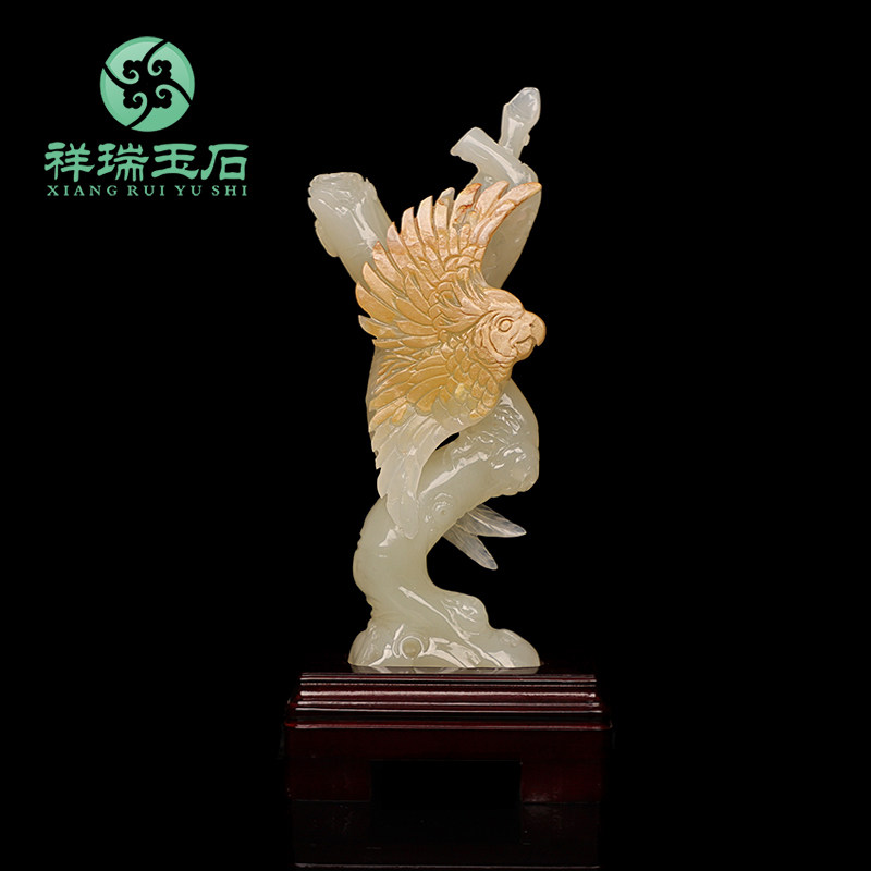 祥瑞玉器天然玉石鹦鹉摆件客厅酒柜书房摆设办公室装饰工艺品