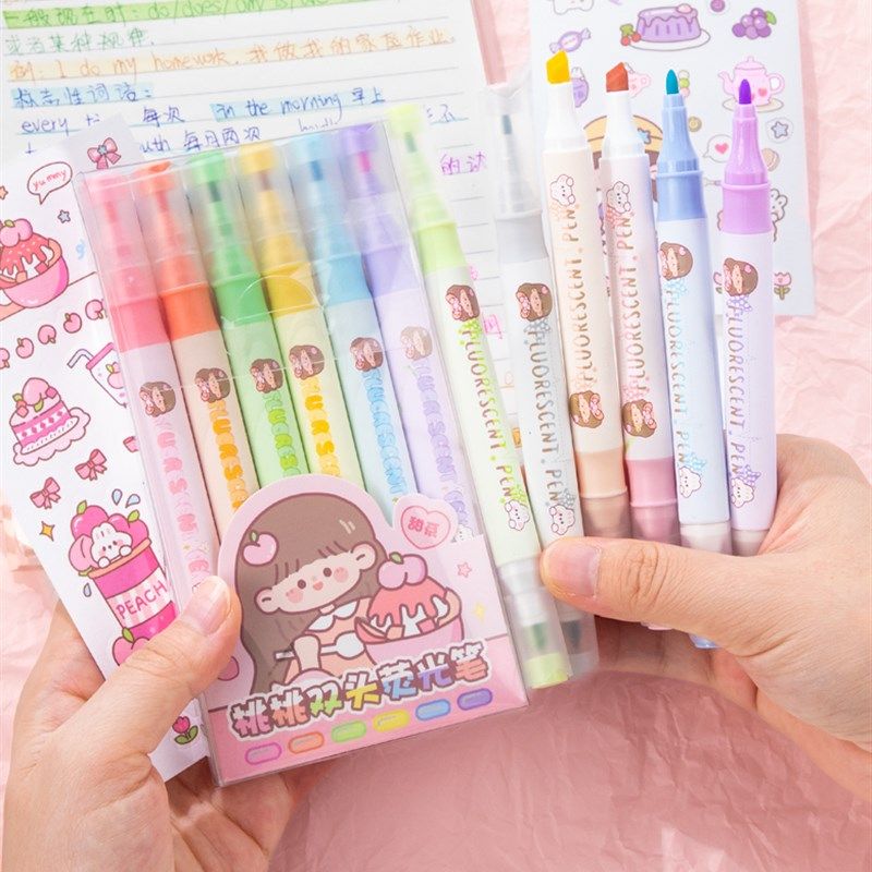 双头荧光笔学生用手账笔莹光标记笔儿童彩色记号笔高颜值护眼做笔,文具电教/文化用品/商务用品,荧光笔,淘宝优惠券,粉丝福利购,淘宝优惠卷