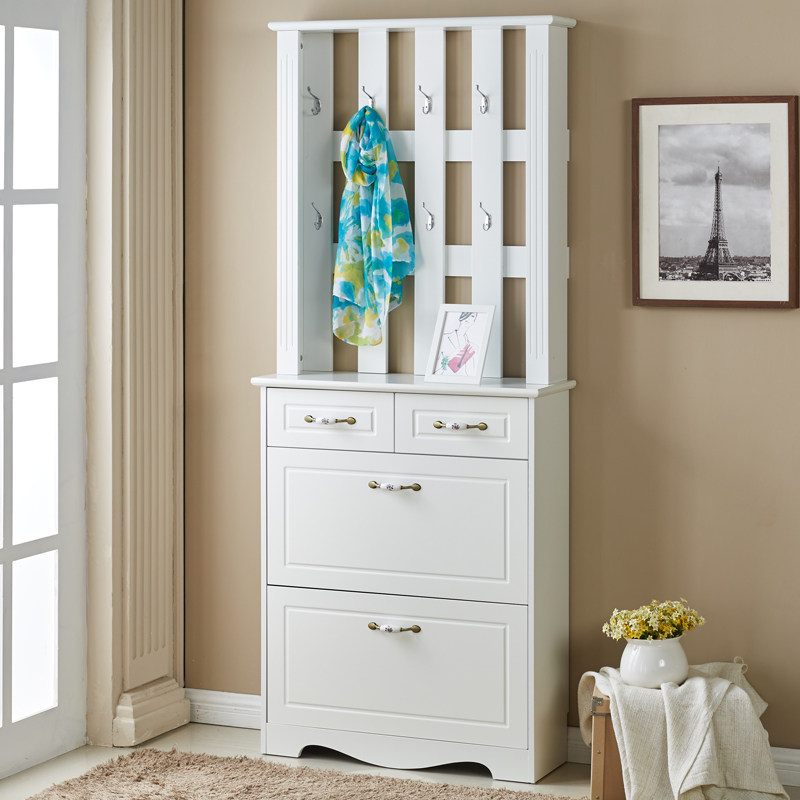 地暖分水器排气阀遮挡鞋柜白色钢琴烤漆欧式挂衣架门厅玄关地暖柜