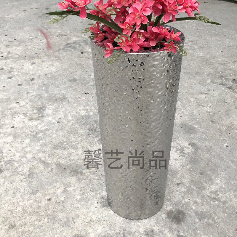 不锈钢花瓶 美陈落地花器水波纹花箱花盆金属花钵可定制款式颜色