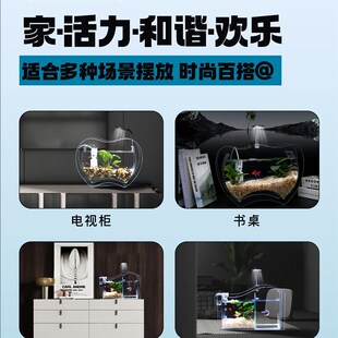 2023溢渔阁玻璃桌面创意造景生态缸鱼缸办公客厅斗鱼乌龟景观水草