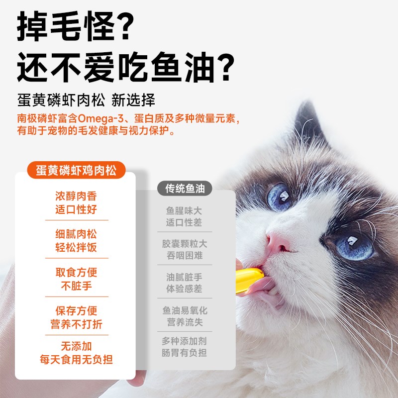 宠贵诺蛋黄磷虾冻干宠物猫咪零食包猫粮伴侣营养狗狗粮拌饭鸡肉松