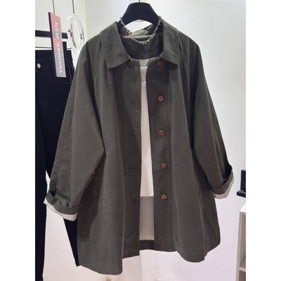 高级感灰色风衣外套女中长款2025春秋新款韩系休闲宽松超好看上衣