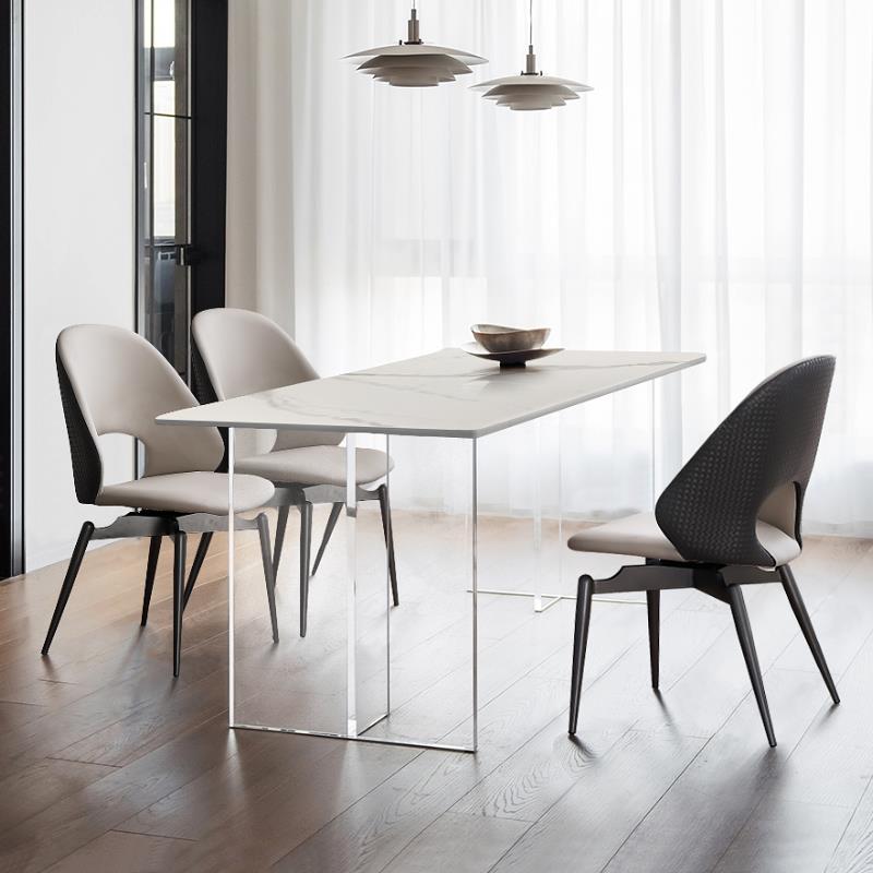 吉诺威 岛台岩板餐桌椅组合现代简约小户型侘寂风 压克力悬浮餐桌