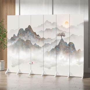 屏风隔断客厅玄关房间遮挡入户简约布艺移动家用折叠座屏 新中式