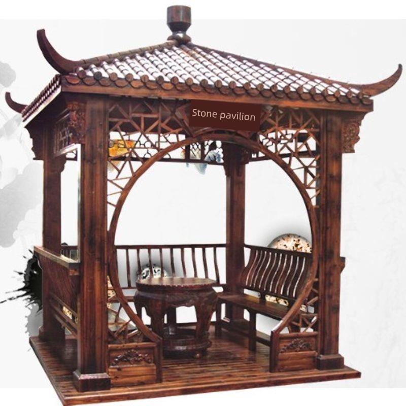 户外凉亭木屋别墅庭院实木亭子室外防腐木移动房子简易小木屋家用