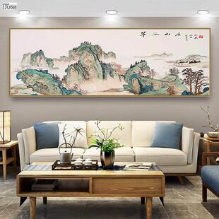 新中式翠谷山居钻石画2023新款客厅大气贴钻十字绣满钻风景山水画