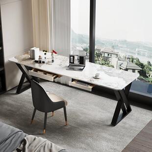 岩板长条桌靠墙书桌窄宽40cm双人阳台窄条桌床边工作台办公电脑桌