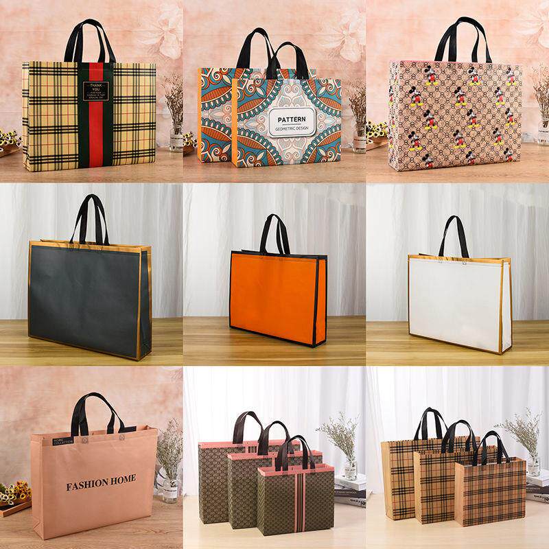 高档不织布覆 覆膜双层手提袋服装店礼品袋男装女装童装手提袋服