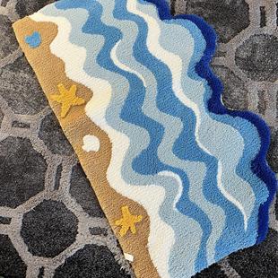 （床头毯）斯堪的纳维亚可折叠绒地毯卧室不规则加厚簇绒床头毯