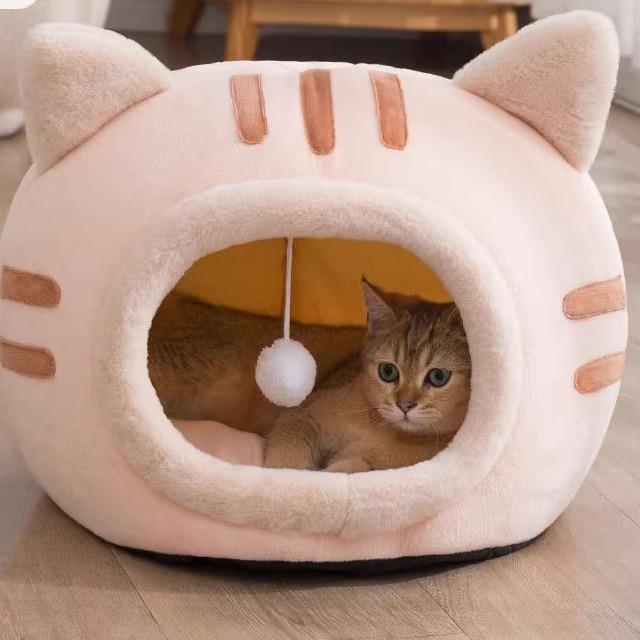 猫咪造型猫窝四季通用冬季保暖夏季夏天卡通可爱半封闭式猫屋房子