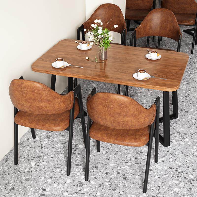 覆古餐桌椅组合咖啡厅商用长方形桌子饭厅家用小户型饭桌一桌四椅,住宅家具,板木餐桌,淘宝优惠券,粉丝福利购,淘宝优惠卷