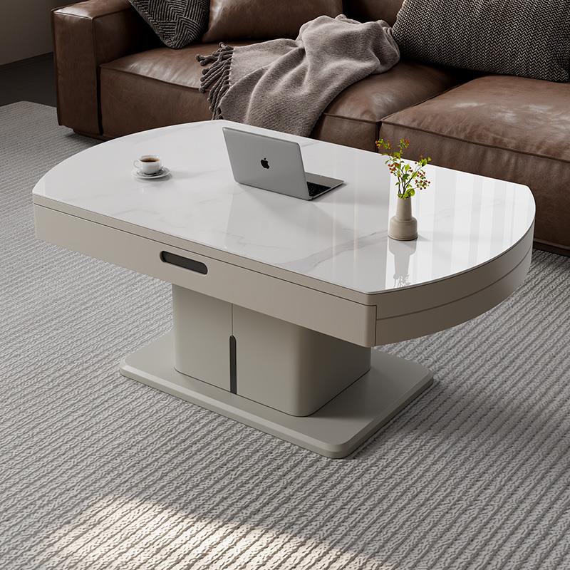 1米小户型升降茶几餐桌一体两用客厅家用岩板伸缩折叠方圆二合一