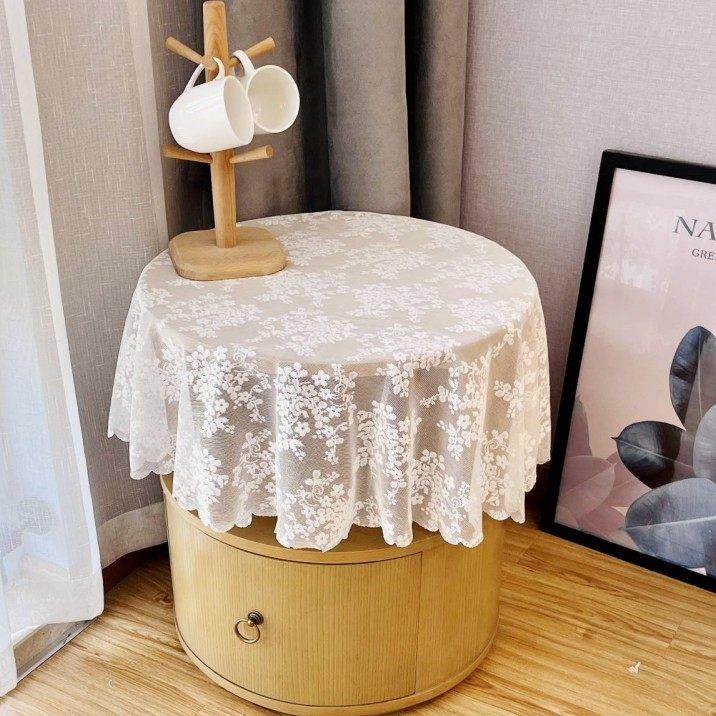 蕾丝清新碎花圆桌布纯色北欧ins风阳台小圆桌套床头柜轻奢复古巾,居家布艺,万能盖巾,淘宝优惠券,粉丝福利购,淘宝优惠卷