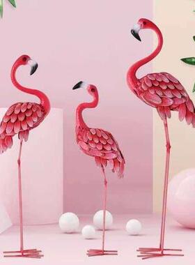 北欧ins火烈鸟大摆件创意花园网红店铺橱窗布置装饰婚庆拍照道具
