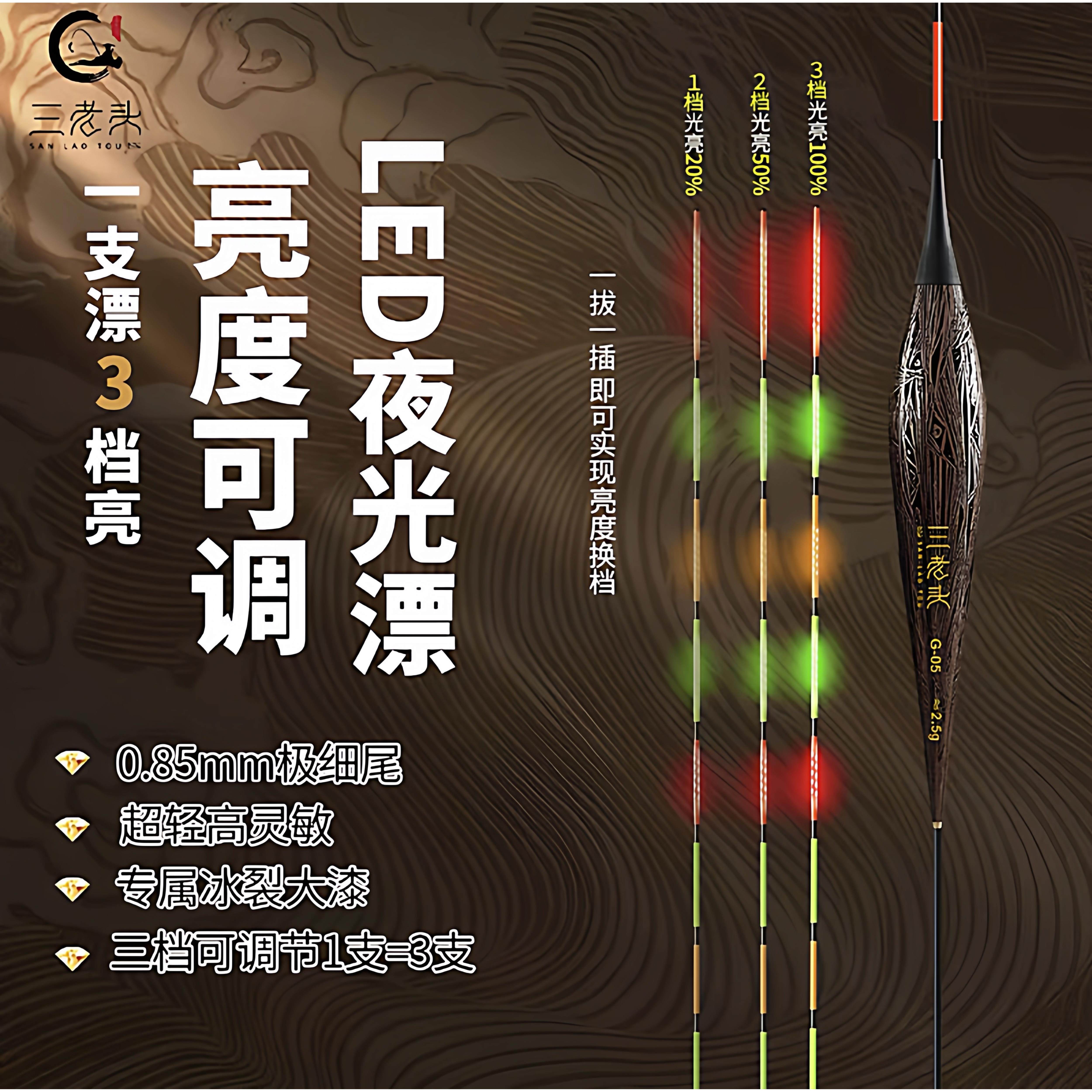 三老头G600长黑坑竞技可变档LED夜光漂高灵敏日夜两用电子夜光漂