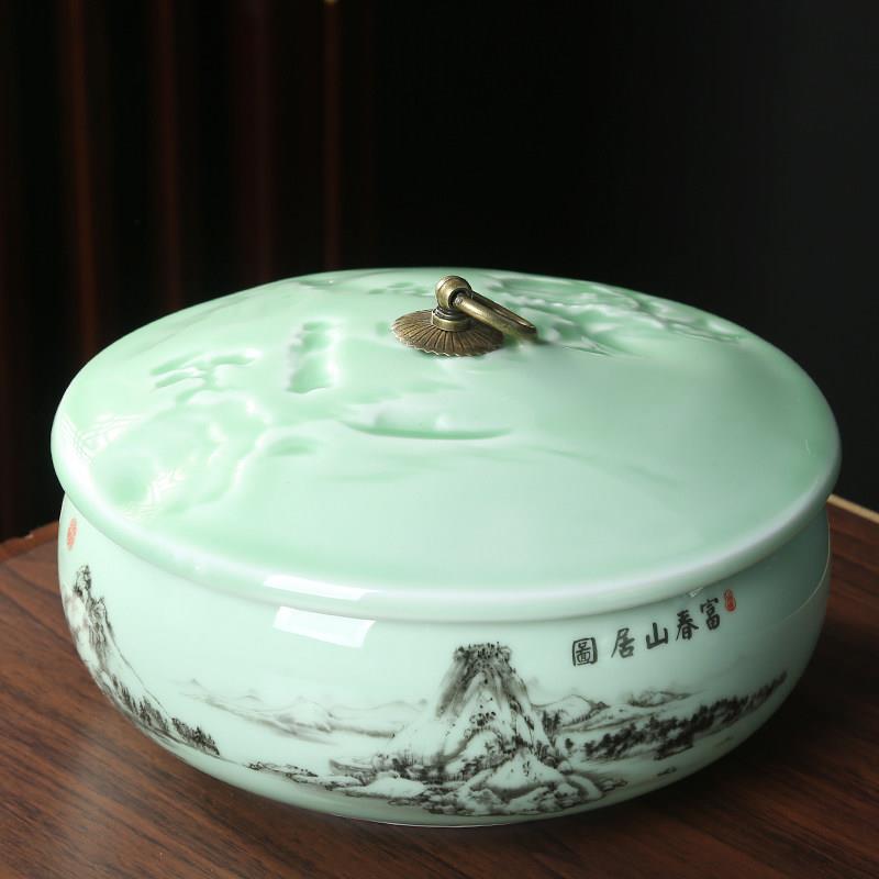 大号带盖茶洗陶瓷茶渣缸家用水洗茶杯盆器皿功夫茶具配件小号水盂