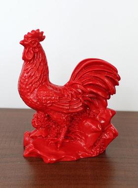 天然朱砂12生肖鸡大公鸡风水用品化房子东南方缺角家用工艺品摆件