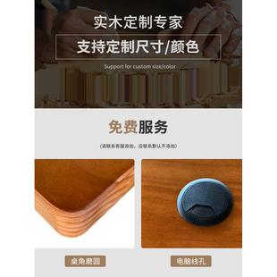 纯实木办公桌双人阅读书桌电脑桌简约卧室创新设计流苏型松木桌腿