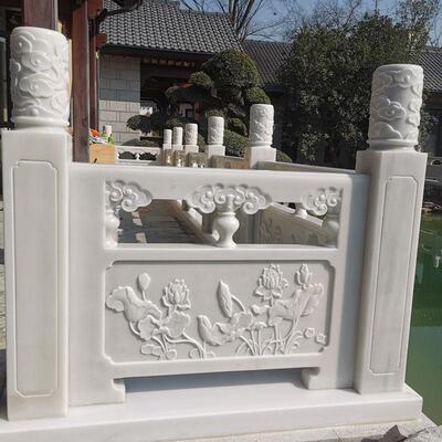 汉白玉石栏板石栏杆阳台柱镂空浮雕石栏杆浮雕四川广西房山汉白玉
