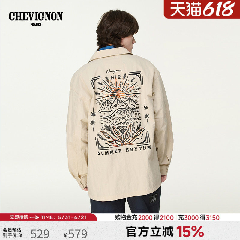 【商场同款】CHEVIGNON法国尚飞扬日系复古衬衫男立领夹克男装