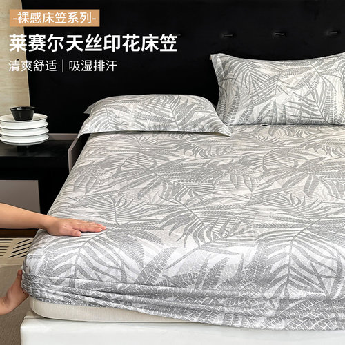 蝶丹妮100%莱赛尔天丝印花床罩单件床笠Queen153x203cm床垫保护套